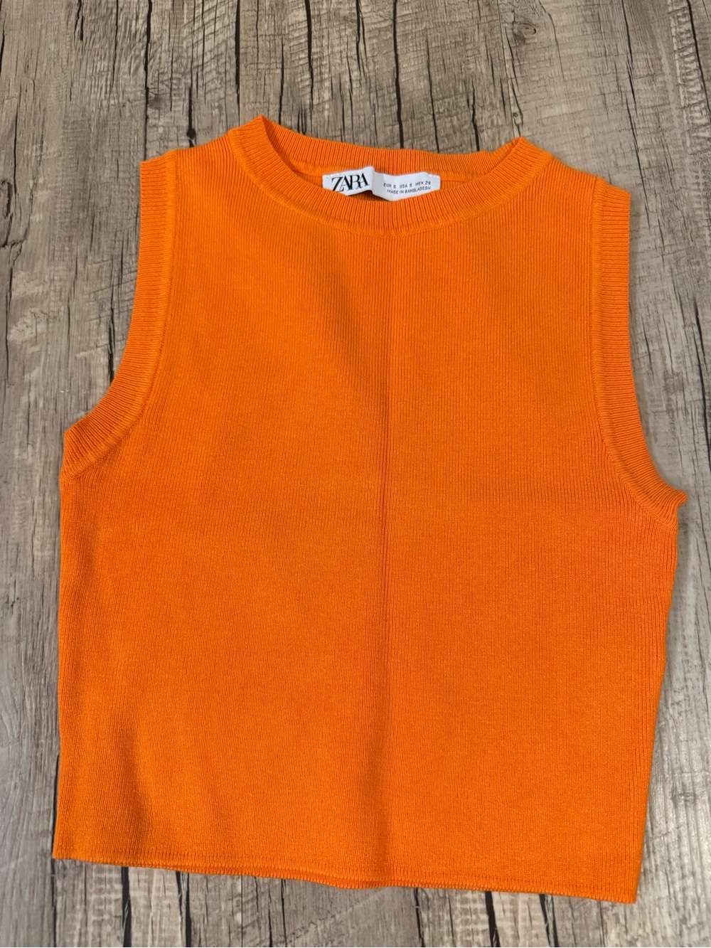 ZARA Orange Sleeveless Knit Crop Top